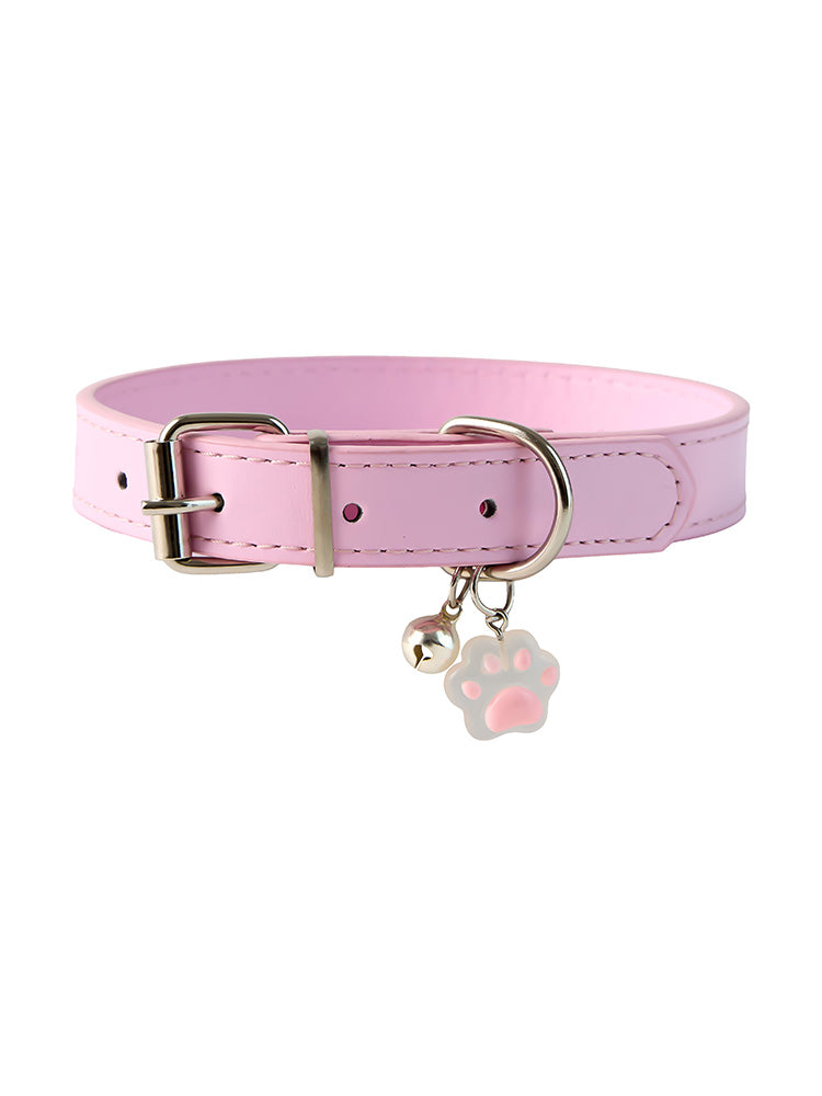 Sweet Cosplay Pink Dog Paw Heart Collar