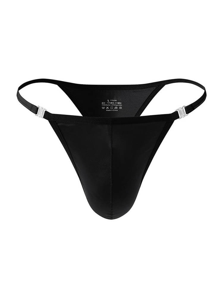 Men's Sexy Solid Color High Fork Buckle Thong