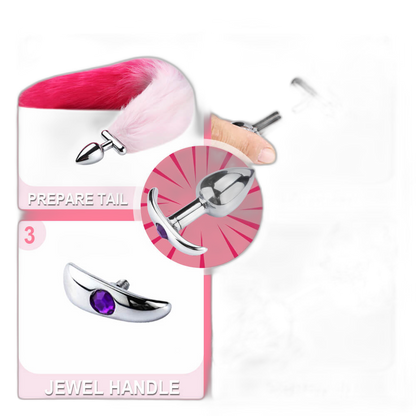 Finnick - 15 Inch Fox Tail Metal Butt Plug - Anal Sex Toy - 2 Colors