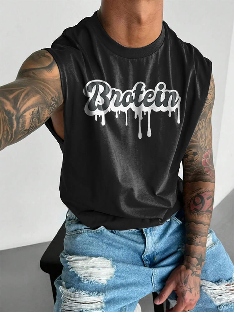 Men's Brotein Art Print Wide Shoulder Cotton Vest
