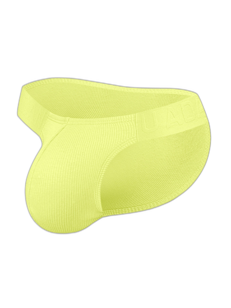 2 Pack Men's Solid Color Ribbed Cotton Sports Butt-Lifting Bikini