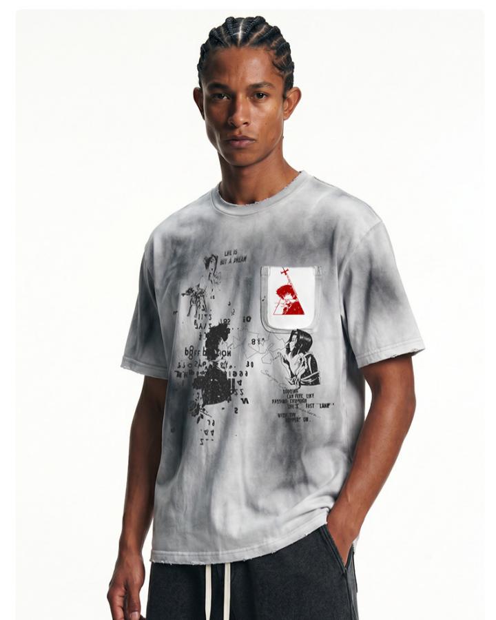 Washed Graphic Pocket T-Shirt
