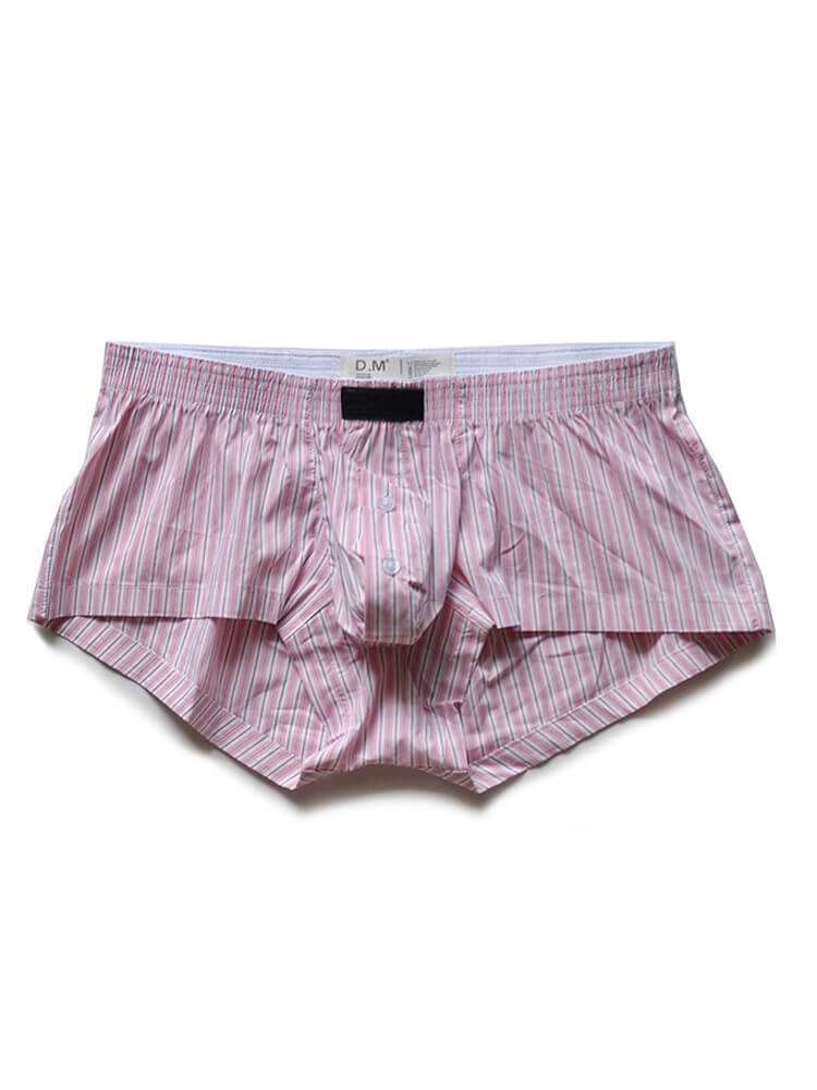D.M Men's Button Pouch Striped Boxer Briefs