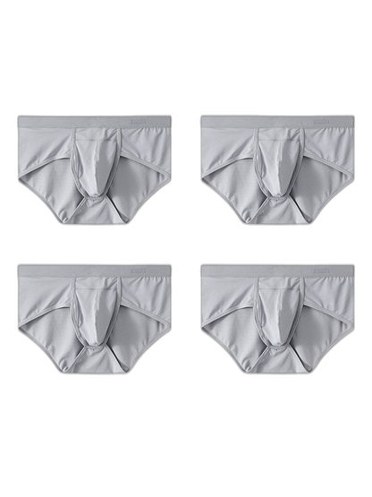 4 Pack Men's Large Pouch Separation Ice Silk Briefs