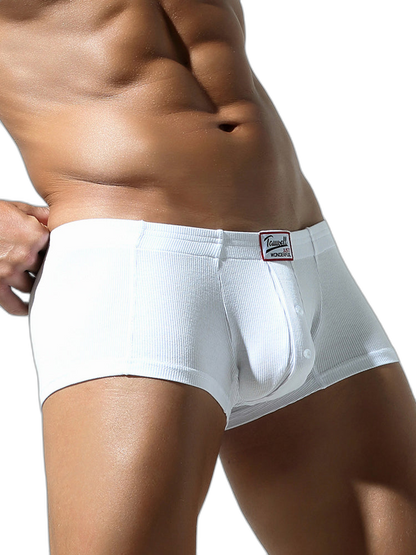 2 Pack Men's Soft Solid Color Simple Comfortable Breathable Trunks