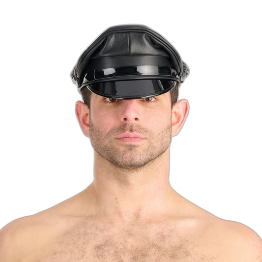 Prowler RED Leather Military Cap Black
