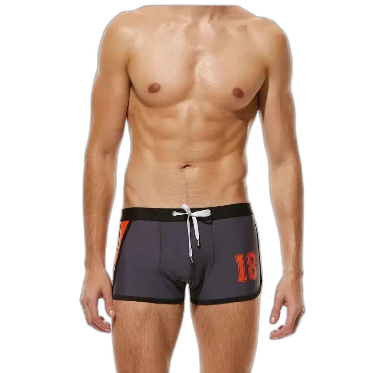 Oversized Nylon Boxer Swim Trunks