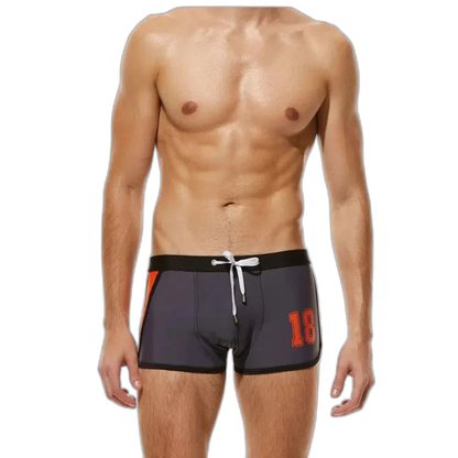 Oversized Nylon Boxer Swim Trunks