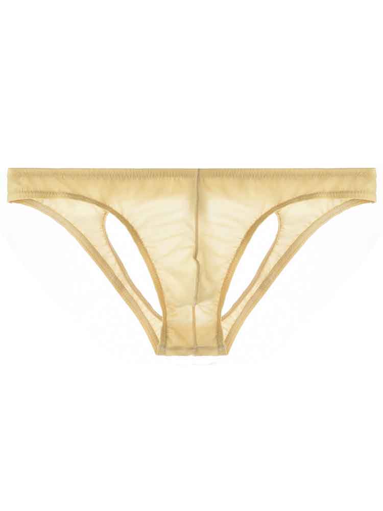 Men's Silk Transparent Low-waist Jockstrap Briefs 