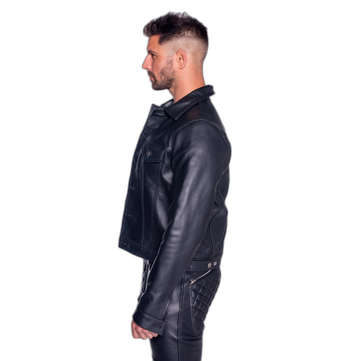 Prowler RED Leather Trucker Jacket Black