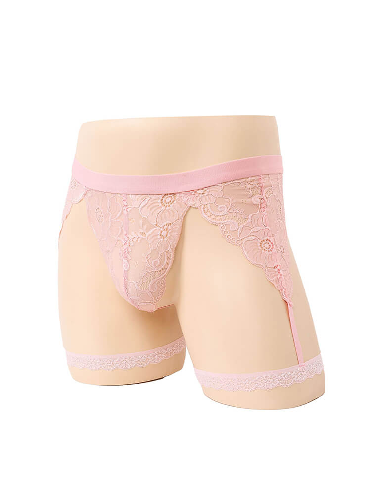 Men's Sexy Lace Hollow Stretch Solid Color Thong