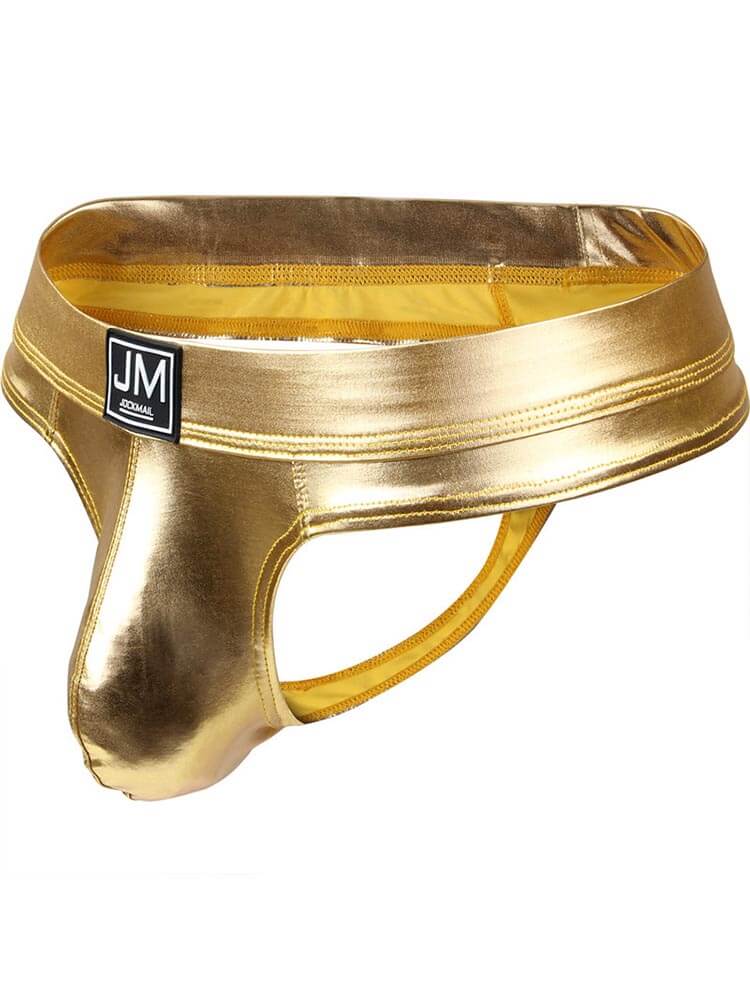 Men's Sexy Leather Butt-Lifting Large Pouch Thong