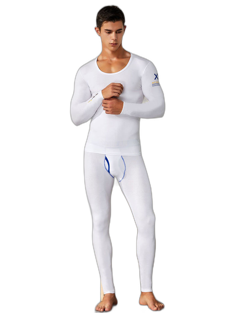 Men's Splicing Lines Cotton Thermal Underwear Set