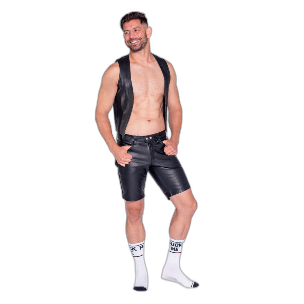 Prowler RED Leather Black Stripe Shorts Black