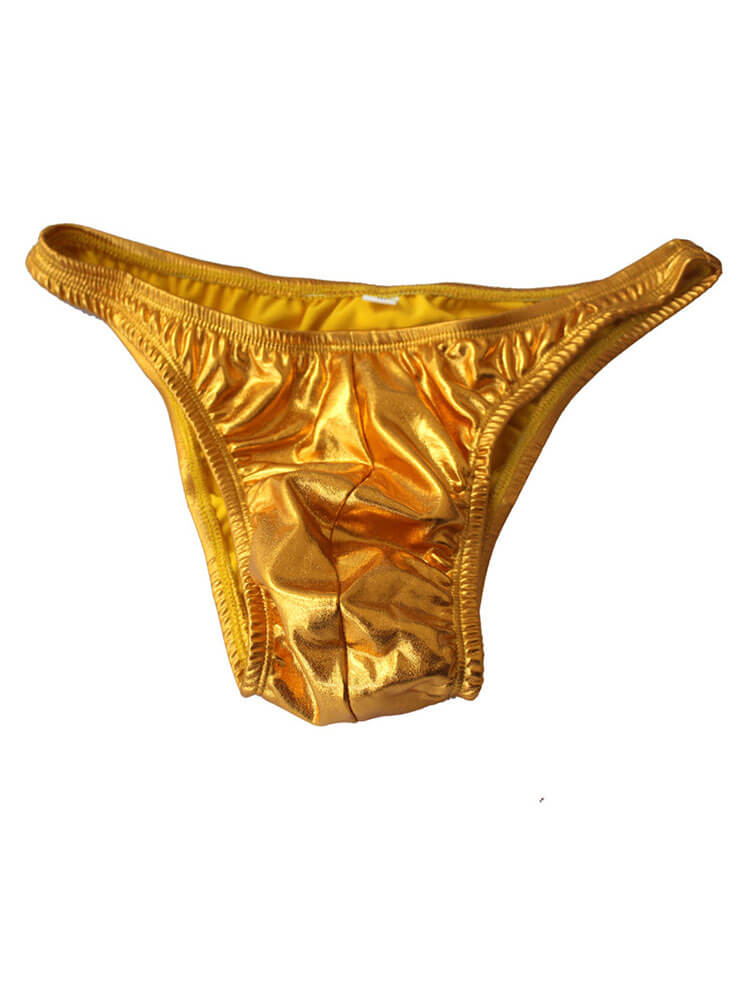 Men's Solid-Color Glossy Bodybuilding Briefs