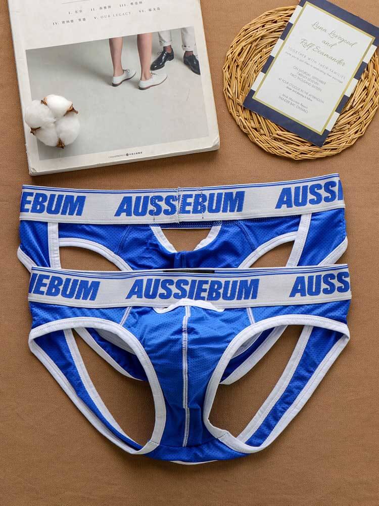 Men's Sexy Low Waist Hollow Double Thong Briefs