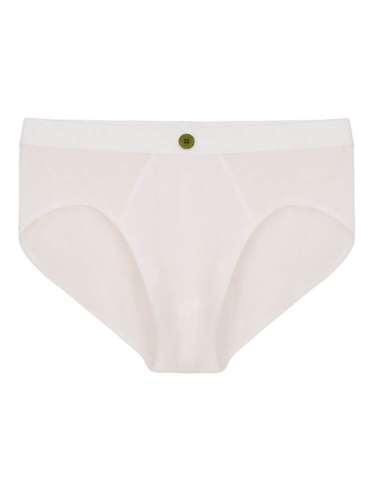 Men's White Button-Down Breathable Tencel Briefs