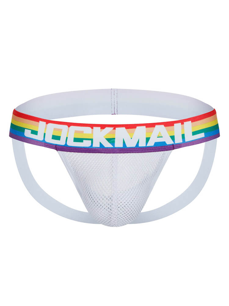 Men's Sexy See-Through Rainbow Mesh Jockstrap