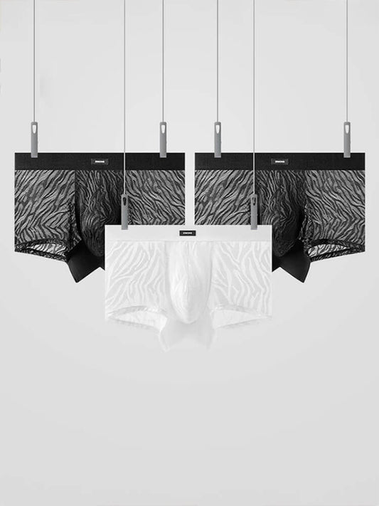 Men's Sexy Lace Transparent Boxer Briefs Set