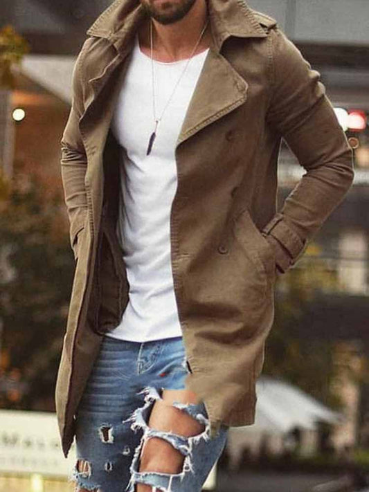 Men's Mid-length Slim Casual Trench Coat