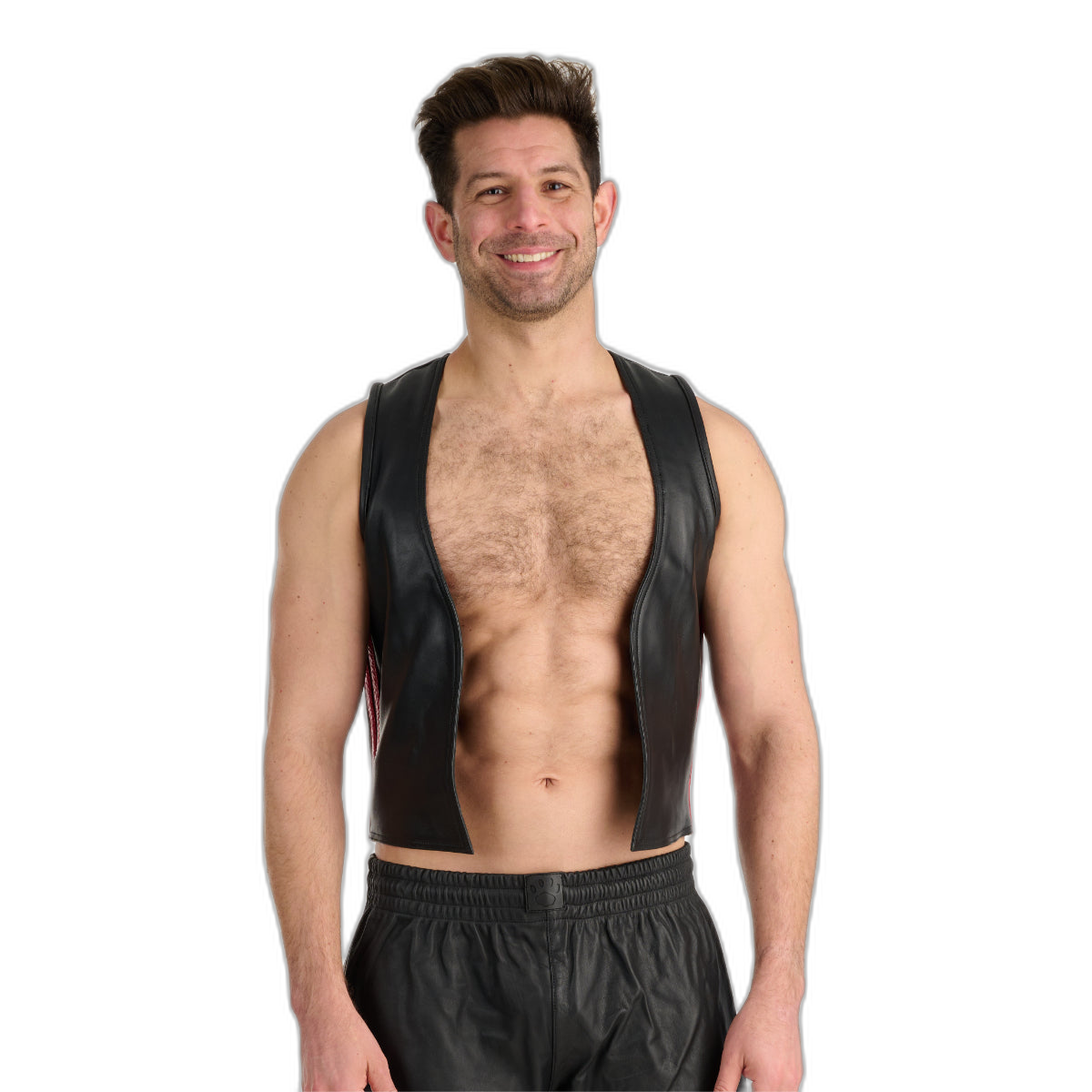 Prowler RED Leather Waistcoat Black Red
