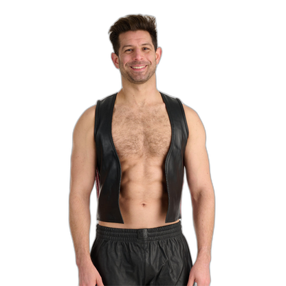 Prowler RED Leather Waistcoat Black Red