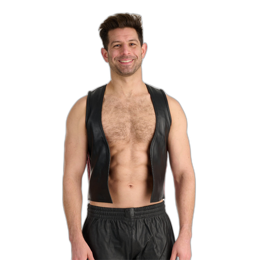 Prowler RED Leather Waistcoat Black Red