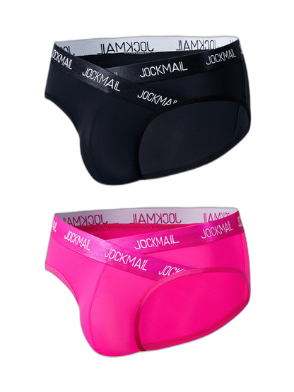 2 Pack Men's Sporty Letter Print Supportive Low-Rise Ice Silk Skin-Friendly Bikini