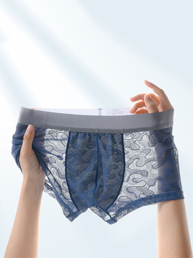 Men's Ice Silk Lace Thin Seamless Trunks