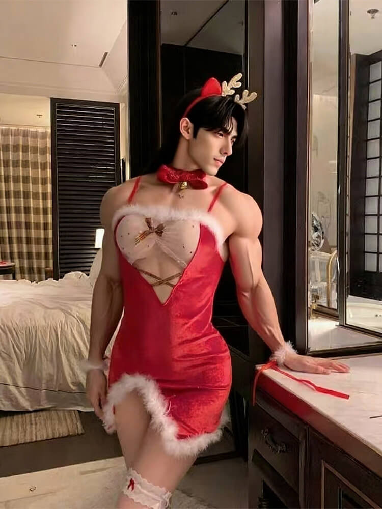 Men's Sexy Christmas Velvet Fur Santa Costume Set
