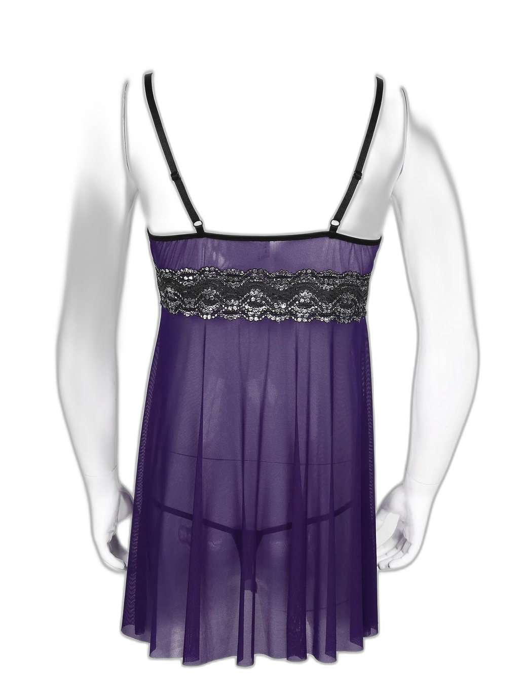 Mesh Floral Lace Sissy Mini Nightgown Set