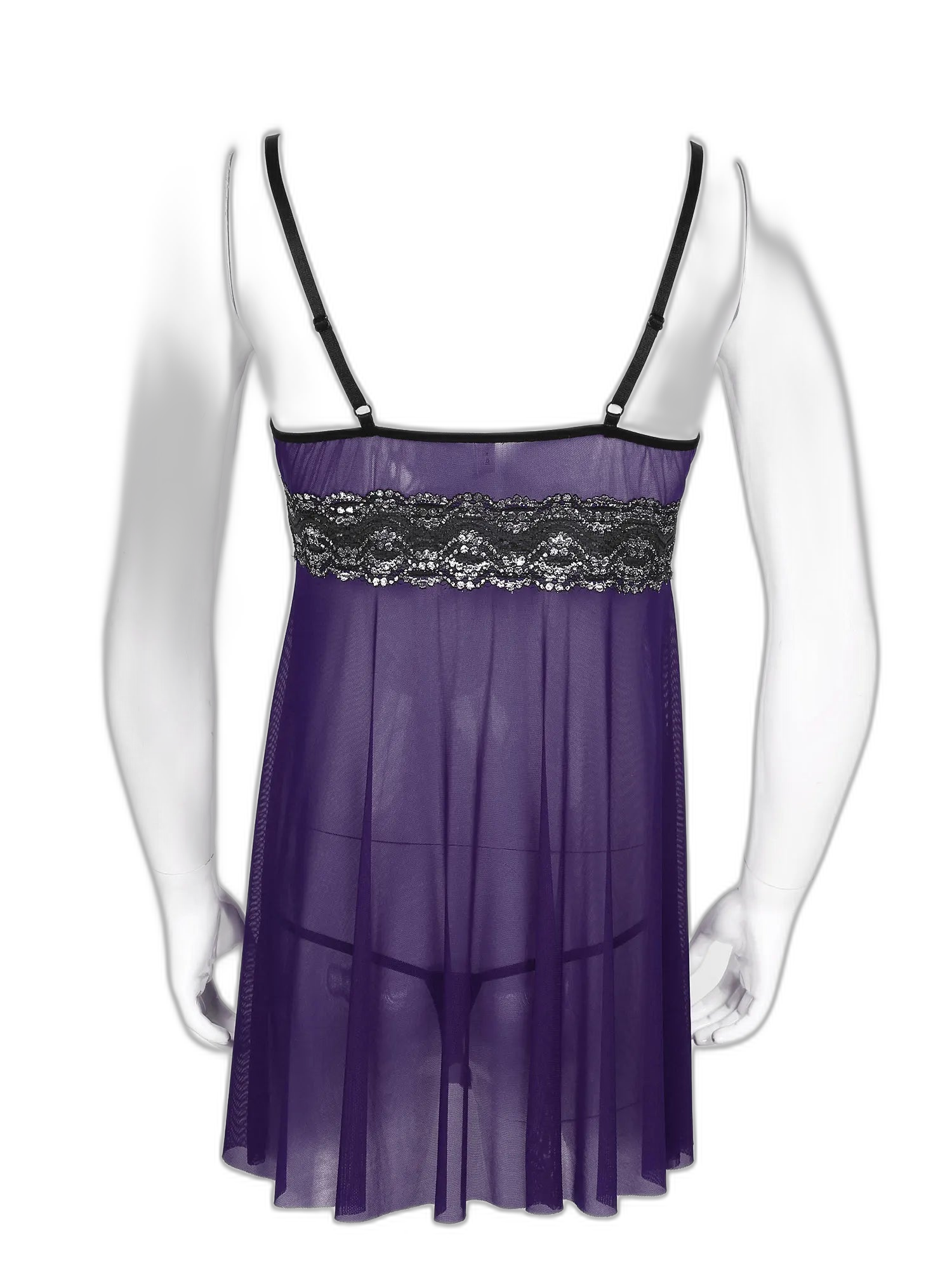 Mesh Floral Lace Sissy Mini Nightgown Set
