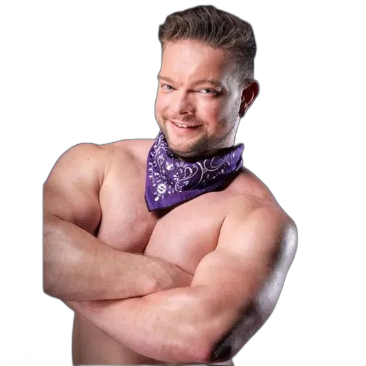 Mr.S Leather Zipper Pocket Neck Hanky - Purple