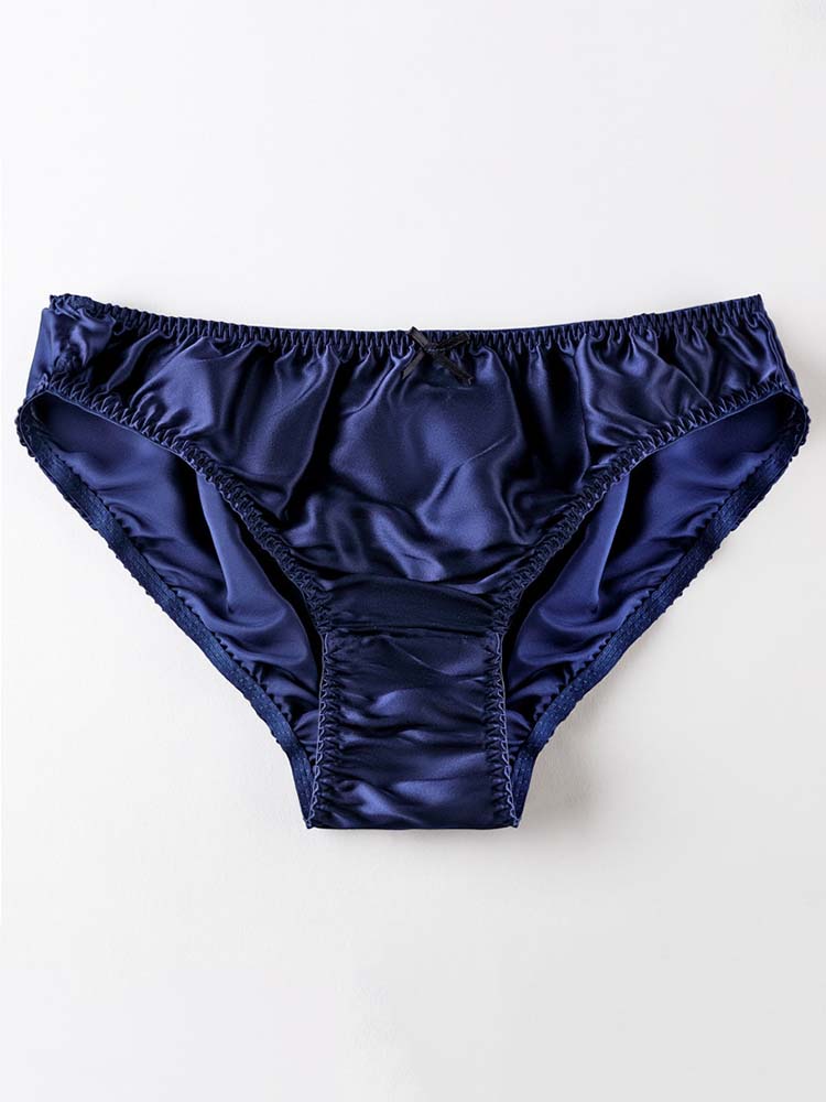 Simple Small Bow Mulberry Silk Solid Color Briefs
