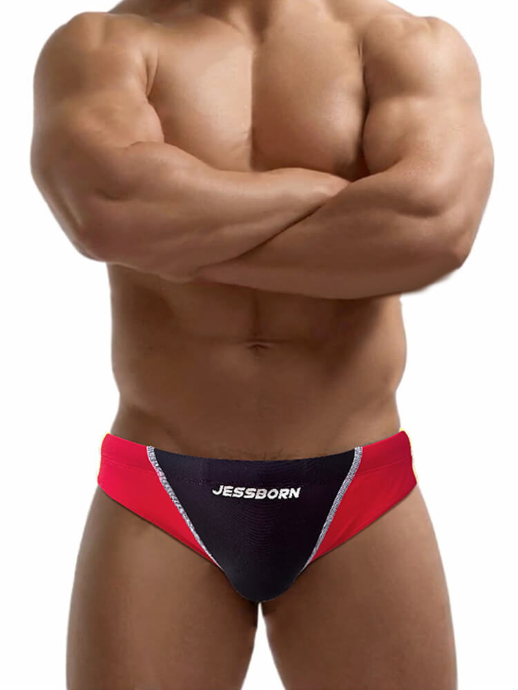 Men's Fashion Color-Blocked Low-Rise Swim Briefs