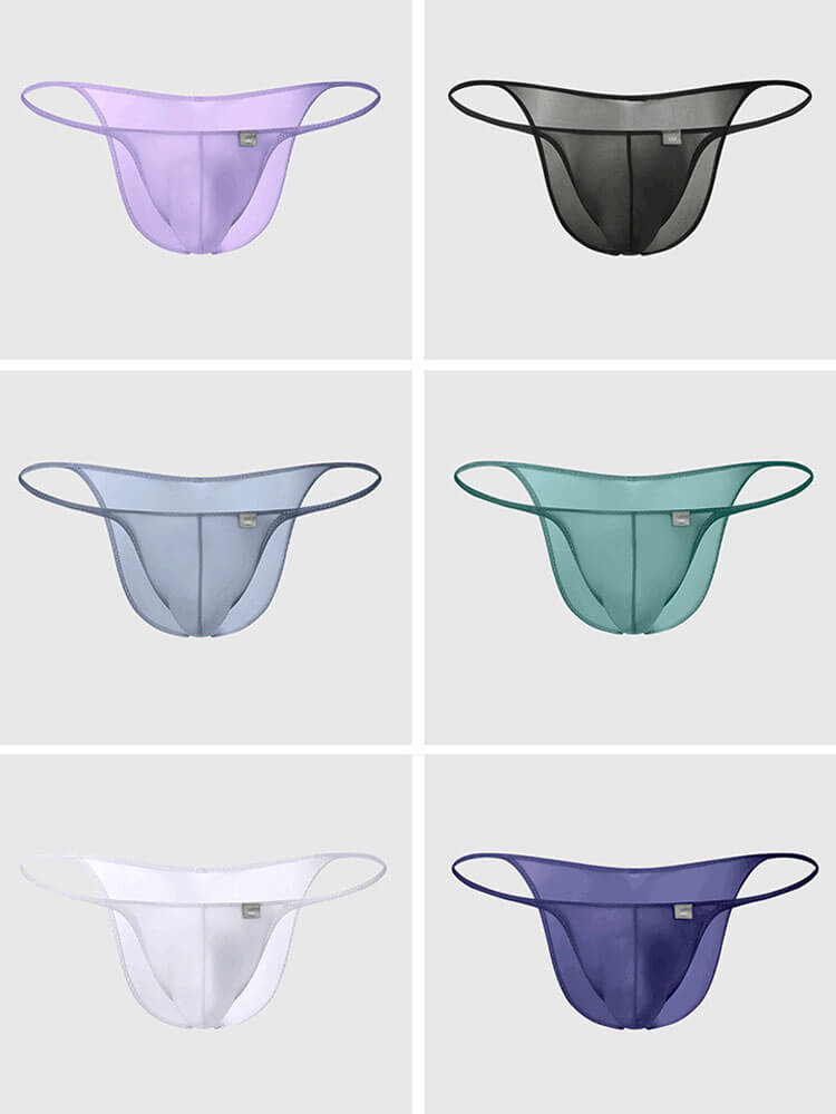 Men's Sexy Semi-Covering Ice Silk Bikini Thong
