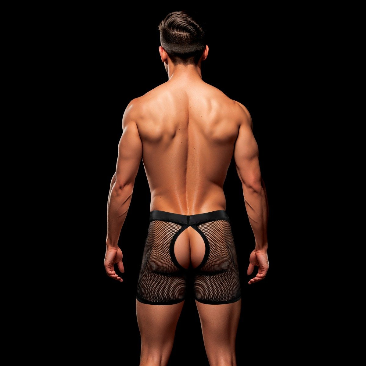 Envy Snap Down Mesh Boxer Brief Black Red LXL