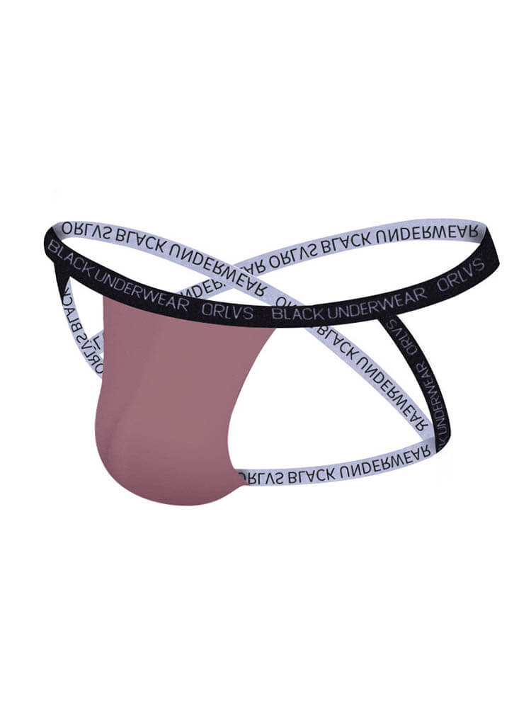 Men's Lettered Belt U-Convex Pouch Jockstrap