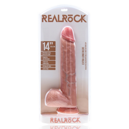 RealRock Extra Long Dildo With Balls Flesh 14 Inch