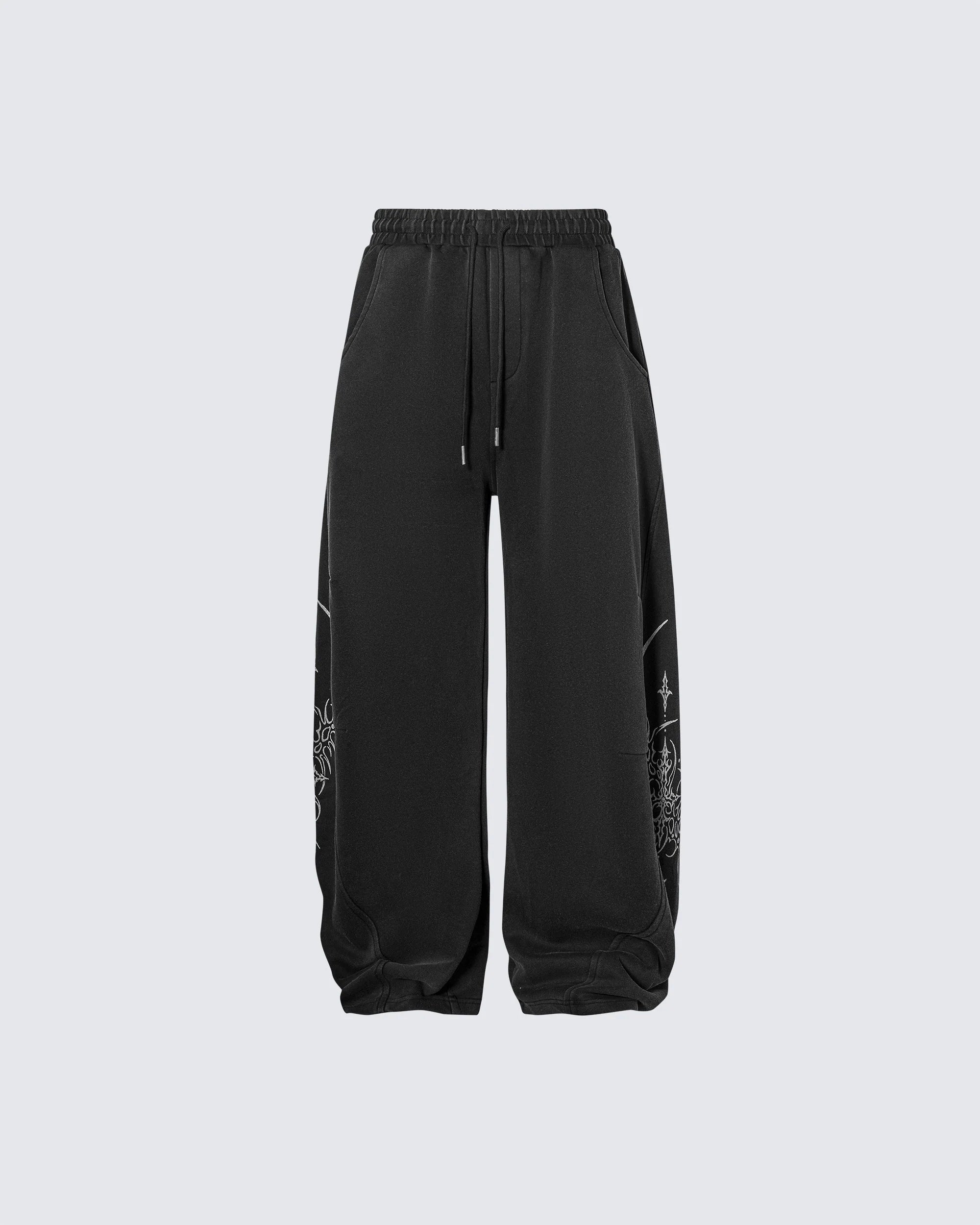 Gothic Print Loose Sports Casual Tracksuit