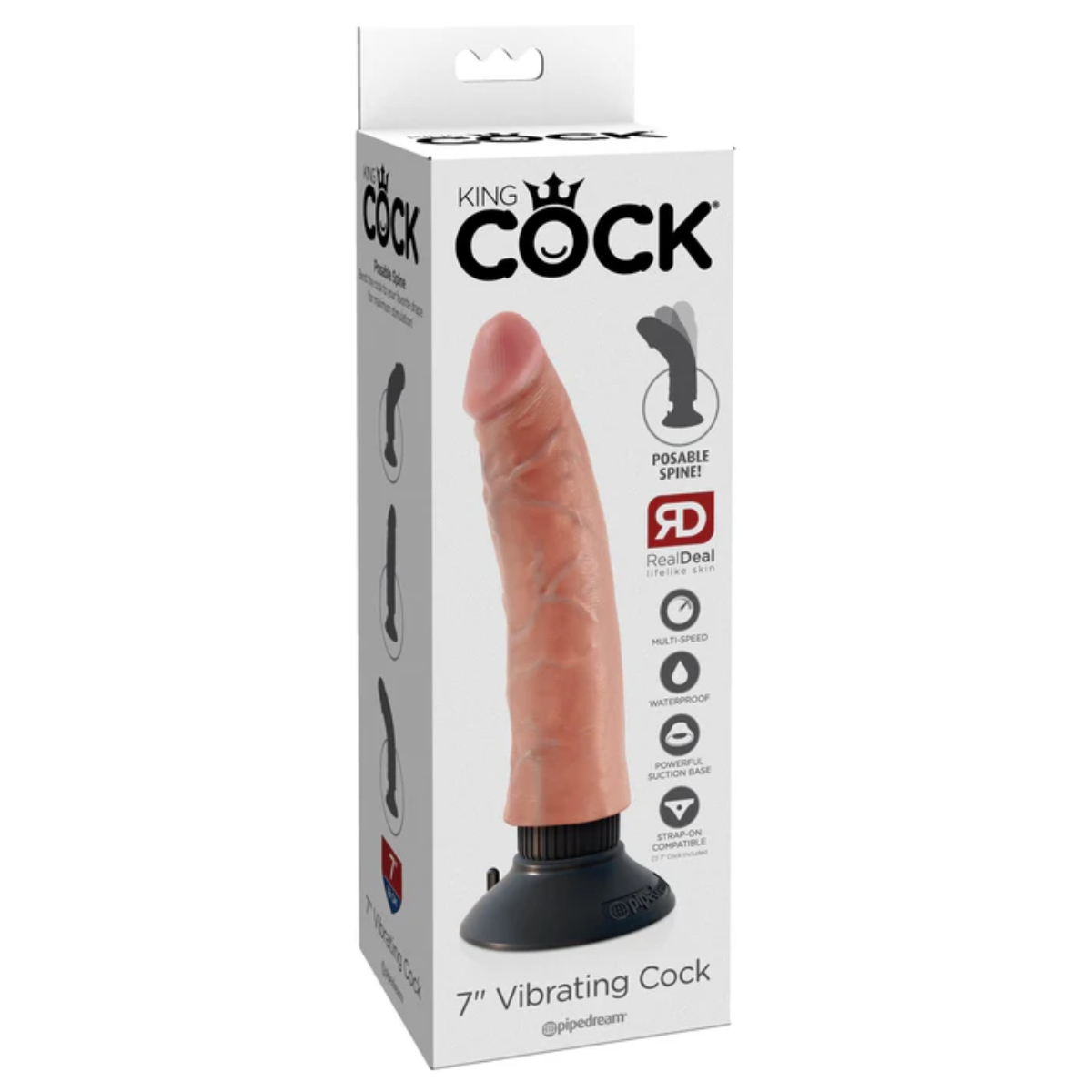 King Cock 7Inch Vibrating Cock - Light