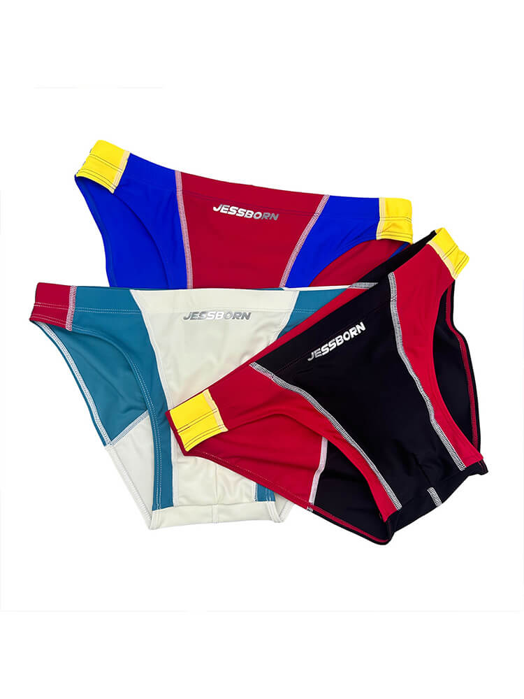 Men's Fashion Color-Blocked Low-Rise Swim Briefs