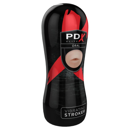 PDX Elite Vibrating Oral Stroker - Light/Black