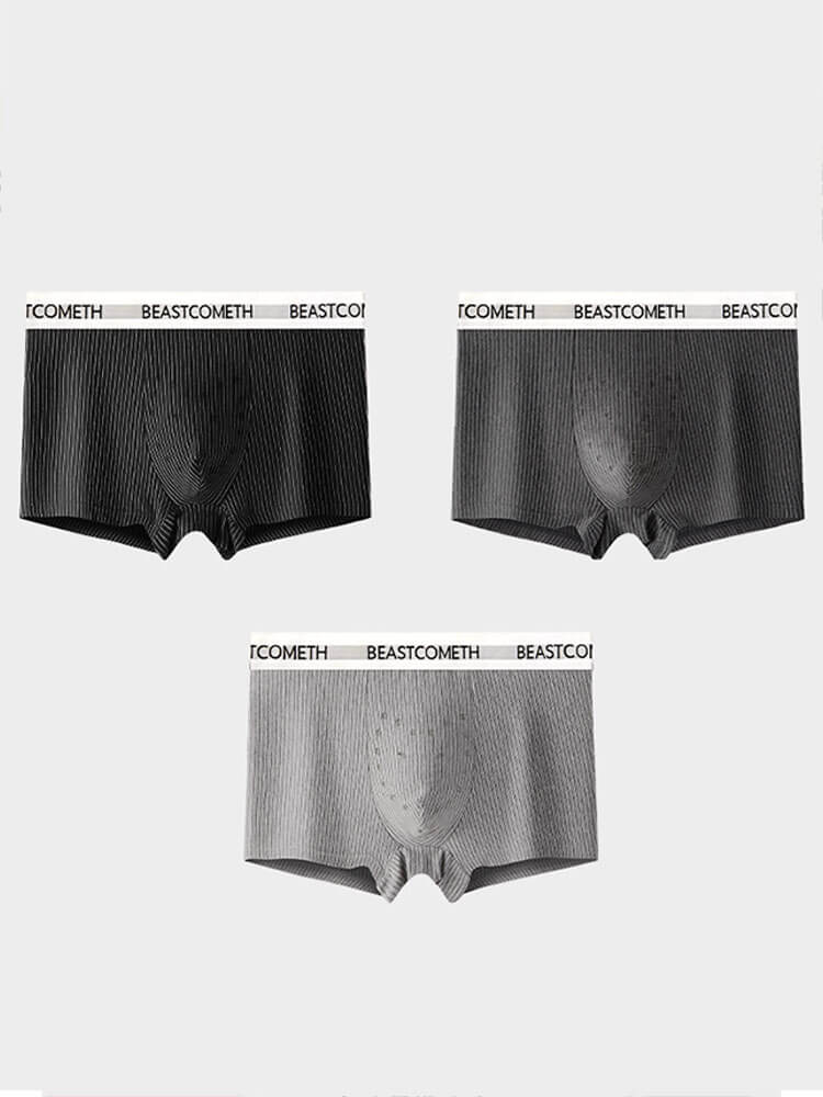 Men's Breathable Striped Antibacterial Cotton Boxer Briefs
