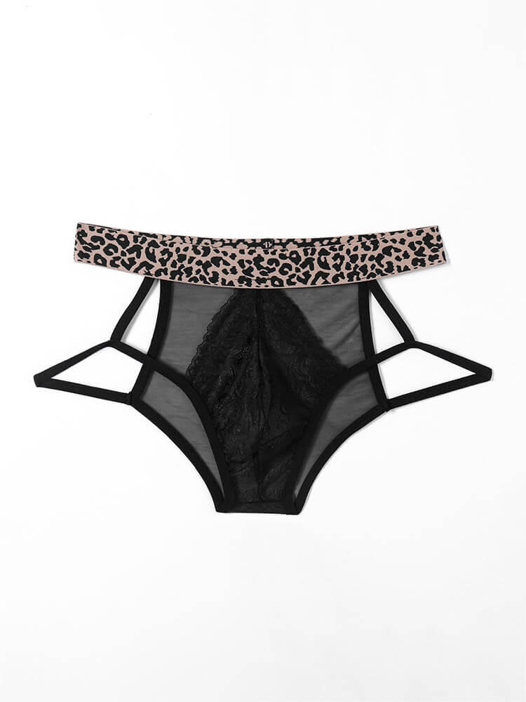 Men's Hollow Sexy Leopard Lace Briefs