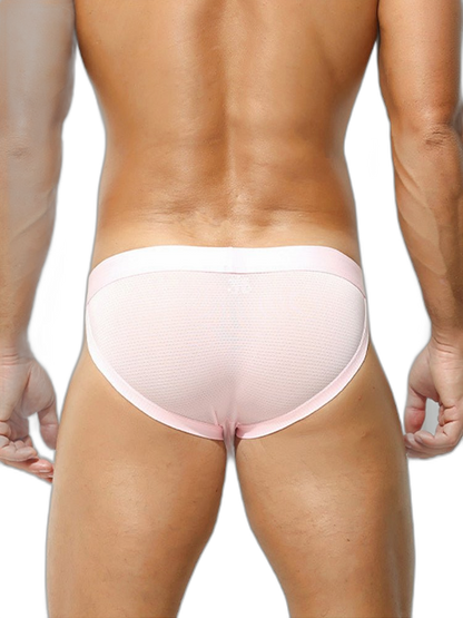3 Pack Men's Breathable Mesh Odor-Resistant Solid Color Sexy Briefs