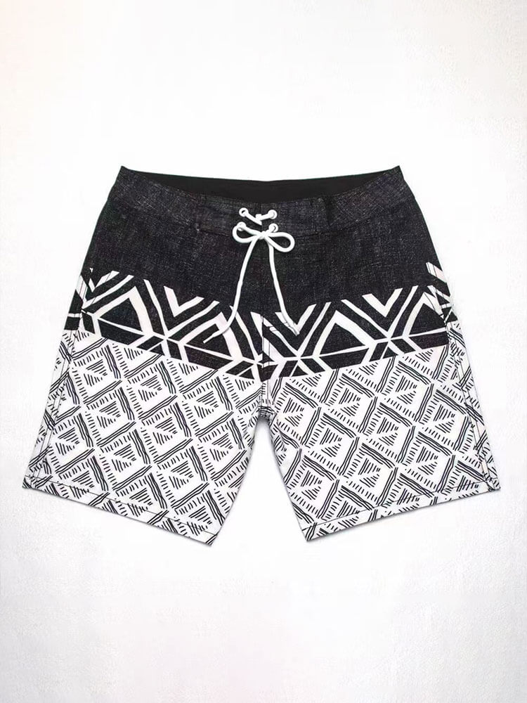 Men's Printed Bodybuilding Beach Drawstring Shorts
