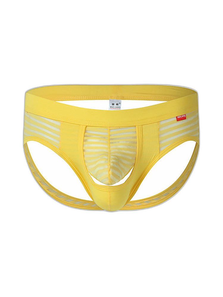 Men’s Sexy Striped Hollow Jockstrap With Separate Pouch