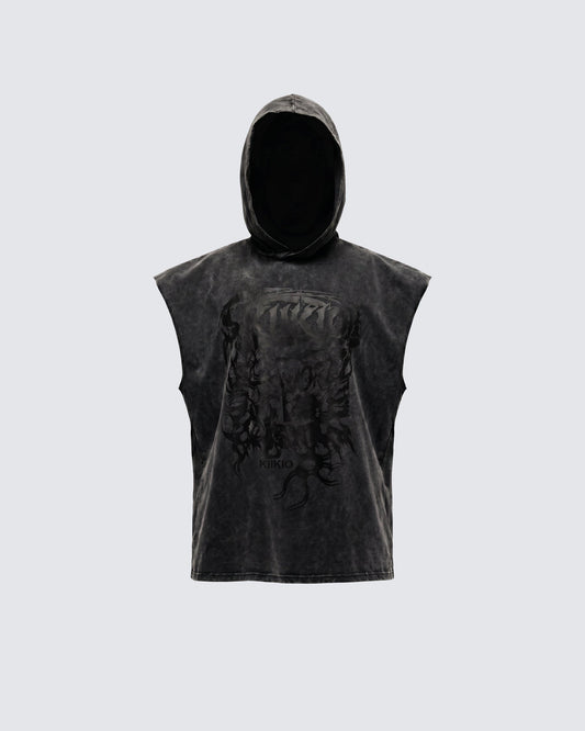 KIIKIO-New Washed Hooded Sleeveless Top