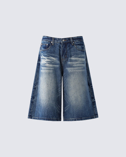 Vintage Washed Split Hem 7/10 Denim Pants